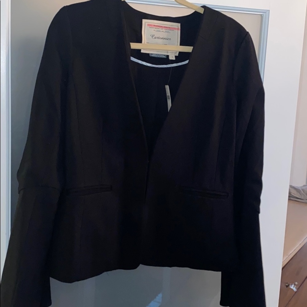 Anthropology black bell sleeve blazer